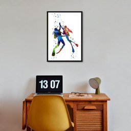 Quadro Aquarela Casal de Mergulhadores 33x24cm:madeira Branca - 2 Quadro Aquarela Casal de Mergulhadores 33x24cm:madeira Branca - 2