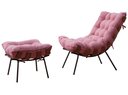 Ver imagem 3 de Poltrona com Puff Costela Sala Quarto Recepção Escritório Esqueleto Base Fixa Veludo Rose