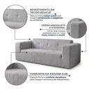 Ver imagem 5 de Sofá Living 3 Lugares Bouclê 200cm Cinza