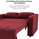 Ver imagem 5 de Sofa Cama 2 Lugares 138 Cm Amora New Veludo E432 Vermelho Milani Store