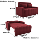 Ver imagem 3 de Sofa Cama 2 Lugares 138 Cm Amora New Veludo E432 Vermelho Milani Store