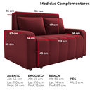 Ver imagem 4 de Sofa Cama 2 Lugares 138 Cm Amora New Veludo E432 Vermelho Milani Store