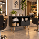 Ver imagem 3 de Buffet Aparador 1 Porta com Prateleiras 95cm em MDP Pés de Madeira para Sala e Cantinho do Café