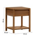 Ver imagem 3 de Mesa de Cabeceira em Madeira Maciça 1 Gaveta Modena Marrom