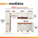 Ver imagem 3 de Armário de Cozinha Completa 7 Portas 4 Gavetas Grécia Madeirado/off White
