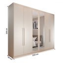 Ver imagem 4 de Guarda-roupa Casal Madalena 6 Portas 4 Gavetas 100% Mdf com Espelho Off White - Pm