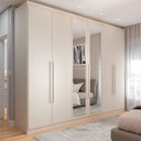Ver imagem 1 de Guarda-roupa Casal Madalena 6 Portas 4 Gavetas 100% Mdf com Espelho Off White - Pm