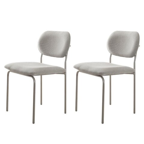 Conjunto com 2 Cadeiras Metal Marchezine Moderna Mobilia Luna Prata
