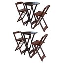 Ver imagem 1 de Kit 2 Jogos De Mesa Bistrô Dobrável Em Madeira Maciça Com 2 Banquetas Altas - Imbuia - Marrom