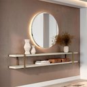 Ver imagem 1 de Prateleira Multiuso 260cm com Suporte em Metal 100% Mdf Cor:luna com Dourado