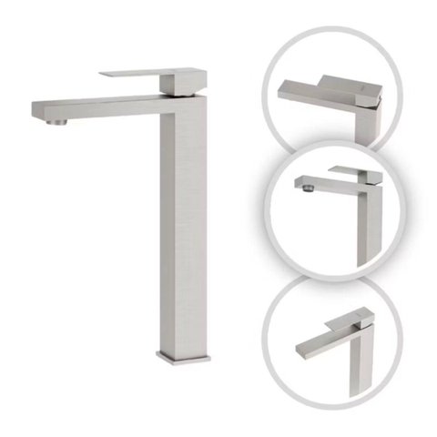 Torneira Lavabo Alta Luxo Viena Monocomando Níquel Escovado