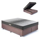 Ver imagem 1 de Cama Baú Casal 138x188 Bipartido Suede Marrom com Dual Firm Espuma Ecoflex