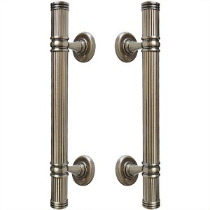 Puxador Duplo Colonial Rústico Porta Pivotante Madeira Apollo Bronze Antigo 300mm