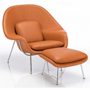Ver imagem 2 de Poltrona Womb Chair com Puff em Couro Ecológico - Laranja