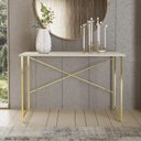 Ver imagem 1 de Aparador Steel 76 cm Estilo Industrial com Pés em Aço Dourado/Off White