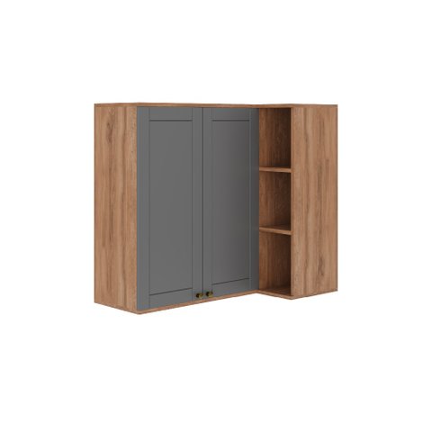 Armário Aéreo de Canto Milla 2 Portas Nog/cinza 80 Cm Carraro