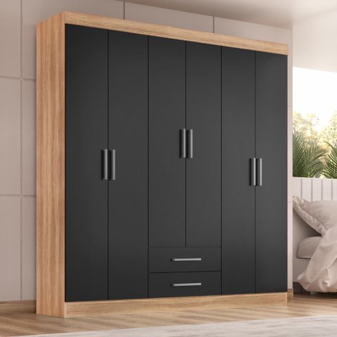 Guarda-Roupa Casal 6 Portas 2 Gavetas Kioto