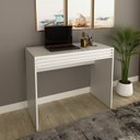 Ver imagem 1 de Escrivaninha Mesa Escritório com Ripado ME4173 1 Gaveta 90cm Espresso Móveis Branco
