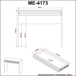 Escrivaninha com Ripado 90cm 1 Gaveta ME4173 Espresso Móveis - 8