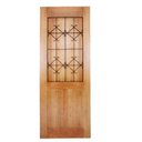 Ver imagem 1 de Folha de Porta Madeira Maciça Meia Grade Medieval 80x210x3,5cm Cedro Rosa