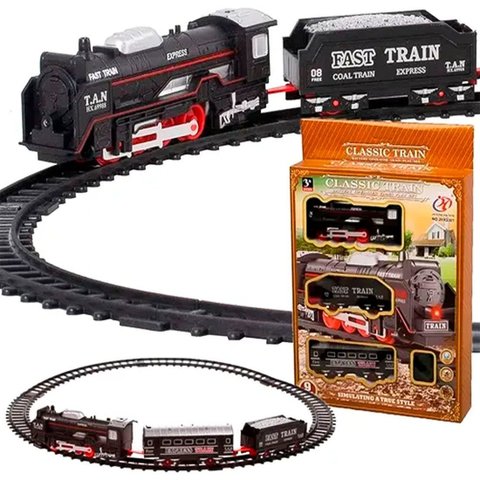Brinquedo Trem Locomotiva Natal Trilho Elétrico 9pçs 44cm