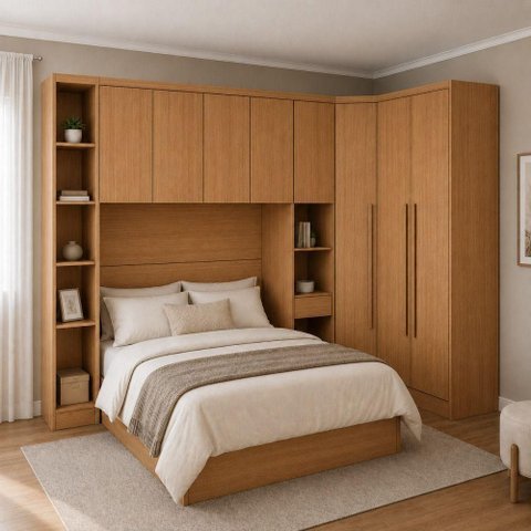 Guarda Roupa Modulado Safira Essencial Una 8 Portas 4 Gavetas MDF Cumaru