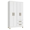 Ver imagem 2 de Guarda-roupa Solteiro Dória 4 Portas 2 Gavetas Branco - Pnr Móveis