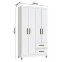 Ver imagem 4 de Guarda-roupa Solteiro Dória 4 Portas 2 Gavetas Branco - Pnr Móveis