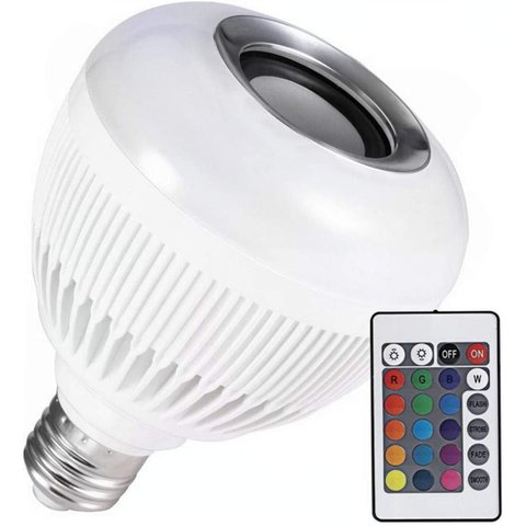 Lâmpada LED RGB+W com Caixa de Som Bluetooth e Controle Remoto Bivolt RGB