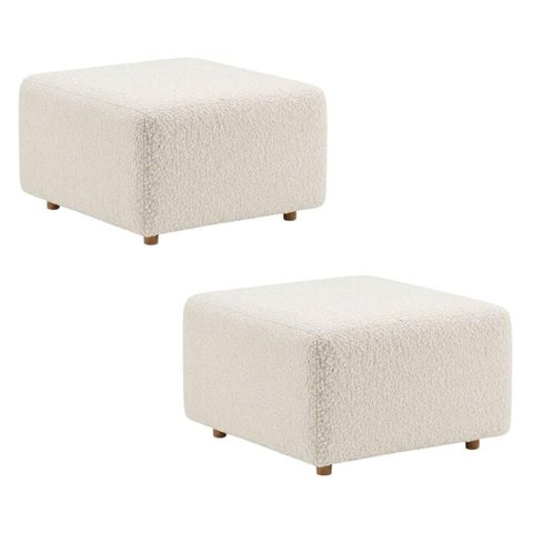 Kit 2 Puff Modular Block 74x74 cm Pes Madeira Boucle Tce 1010 Moll