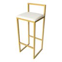 Ver imagem 2 de Kit 2 Banqueta Alta Industrial para Balcão Bistro Cozinha Dourada Assento Branco