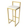 Kit 2 Banqueta Alta Industrial para Balcão Bistro Cozinha Dourada Assento Branco - 2