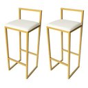 Ver imagem 1 de Kit 2 Banqueta Alta Industrial para Balcão Bistro Cozinha Dourada Assento Branco