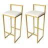 Kit 2 Banqueta Alta Industrial para Balcão Bistro Cozinha Dourada Assento Branco - 1