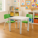 Ver imagem 1 de Mesa Infantil com 2 Cadeiras Verdes para Atividades Escolares e Recreação