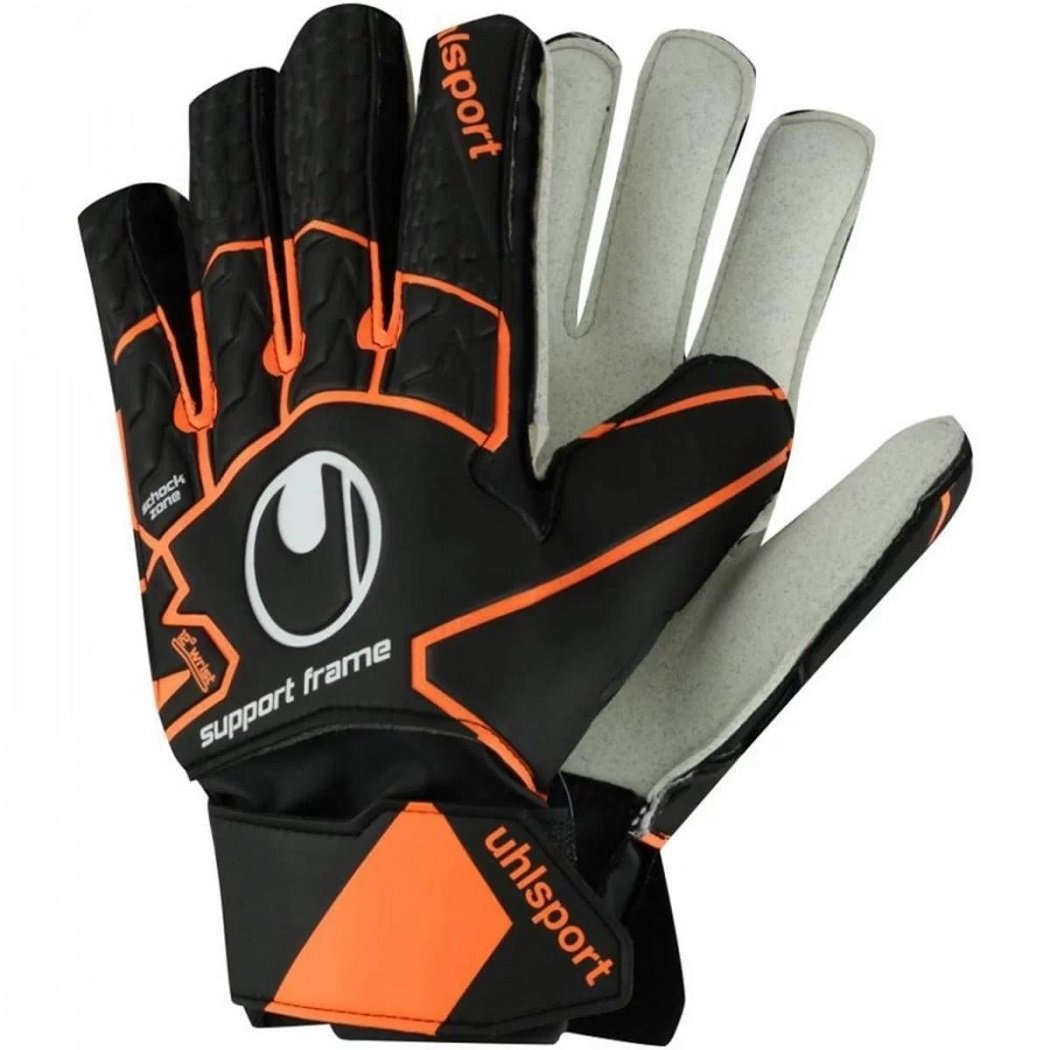 Luva de Goleiro Society Uhlsport Soft Resist Preto e Laranja - 11 ...