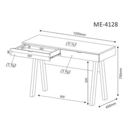 Kit 2 Peças com Escrivaninha ME 4128 120cm e Balcão 2 Portas - 8