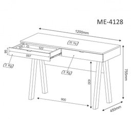 Kit 2 Peças com Escrivaninha ME 4128 120cm e Balcão 2 Portas - 5