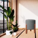 Ver imagem 6 de Kit 2 Puff Banquinho Redondo Dallas C/ Pés Madeira Maciça:cinza