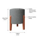 Ver imagem 3 de Kit 2 Puff Banquinho Redondo Dallas C/ Pés Madeira Maciça:cinza