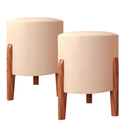 Ver mais imagens de Kit 2 Puff Banquinho Redondo Dallas C/ Pés Madeira Maciça:cinza