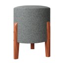 Ver imagem 2 de Kit 2 Puff Banquinho Redondo Dallas C/ Pés Madeira Maciça:cinza