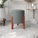 Ver imagem 4 de Kit 2 Puff Banquinho Redondo Dallas C/ Pés Madeira Maciça:cinza