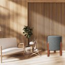 Ver imagem 5 de Kit 2 Puff Banquinho Redondo Dallas C/ Pés Madeira Maciça:cinza