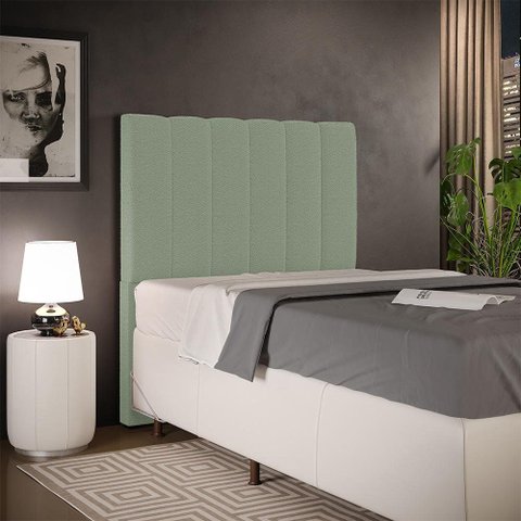 Cabeceira Cama Box Solteiro 100 cm Dália W01 Bouclê Oliva - Lyam Decor