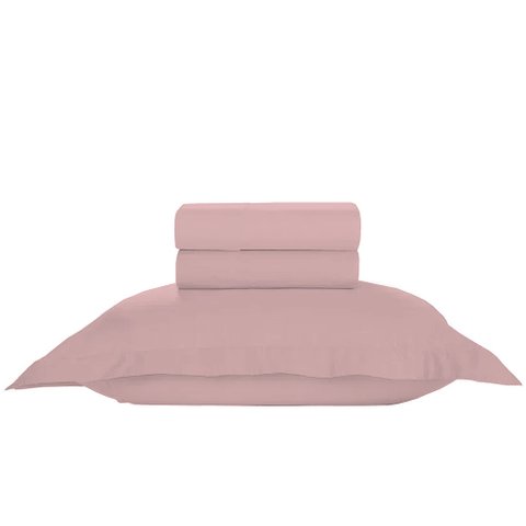 Jogo de Cama Solteiro Liso 300 Fios Nova América:rosê