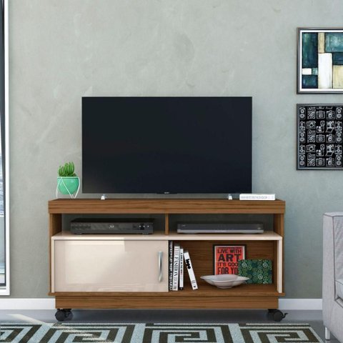 Rack para TV Rack Mabel 121cm MDP com Nichos Naturale Off White