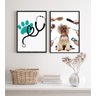 Kit 2 Quadros para Clinica Veterinária e Pet Shop 45x34cm - com Vidro:madeira Branca - 1