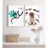 Kit 2 Quadros para Clinica Veterinária e Pet Shop 45x34cm - com Vidro:madeira Branca - 2
