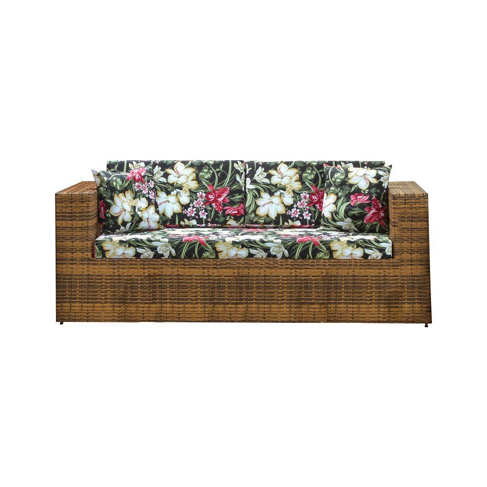 Sofá 3 Lugares para Jardim em Junco Camburiú Imbuia MadeiraMadeira